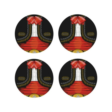 

Yiaed CHARRO SUIT Print Leather Coasters for Drinks - Cup Coasters Coffee Table Kitchen Table Bar Home & Office Gifts Handmade Drink Coasters-Round Shape