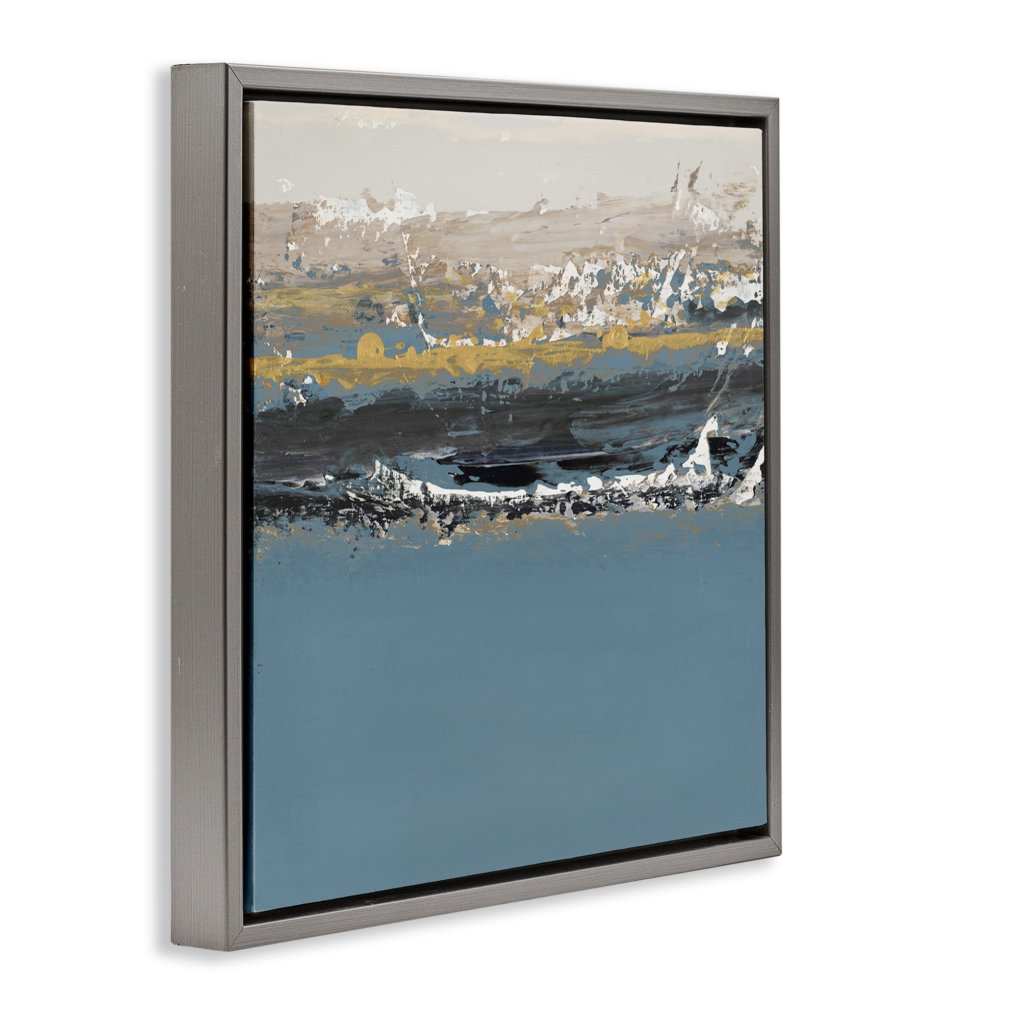 Stupell Industries Paint Streaked Abstraction Abstract Painting Gray Floater Framed Canvas Art Print Wall Art, 25 x 25