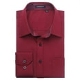 thumbnail image 5 of HISDERN Men Long Sleeve Dress Shirt Casual Button Down Shirt Formal Wedding Slim Fit Shirt Burgundy, 5 of 7