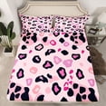 thumbnail image 2 of Castle Fairy Pink Leopard Print Girl Twin Sheet Sets 3pcs,Old Fashion Dreamy Princess Twin Fitted Sheet Microfiber,Jungle Animal Cheetah Breathable Flat Sheet,Super Cozy Room Decor, 2 of 7