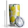 thumbnail image 2 of 20 Oz Lemon Coffee Tumbler Double Wall Insulated Stainless Steel Water Bottle | Metal Reusable Thermoses Flask with Cup Cap | Leak & Sweat Proof with Anti-Dust Lid, 2 of 7