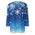 thumbnail image 4 of Christmas T Shirts for Women - Crewneck 3/4 Sleeve Christmas Snowflake Women Tops 00H Blue, 4 of 5