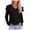 Black, variant on Blouses for Women Ruffle Long Sleeve Fashion Casual Solid Color Loose Pullover V Neck Long Sleeve Tops
