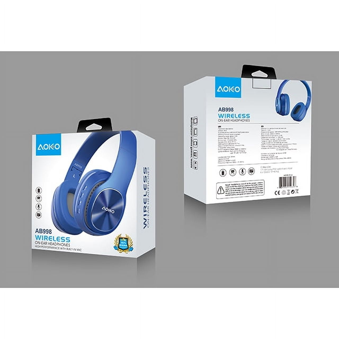 Wireless Bluetooth Collapsible Over the Ear Headphones with Built-in Mic - Blue