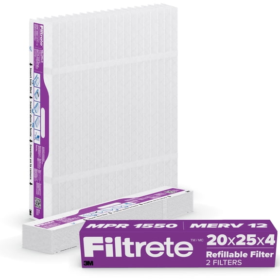 Open Box Filtrete 20x25x4 Replacement Air Filters, MPR 1550 MERV 12, Ultra Allergen Reduction, 2 Pack