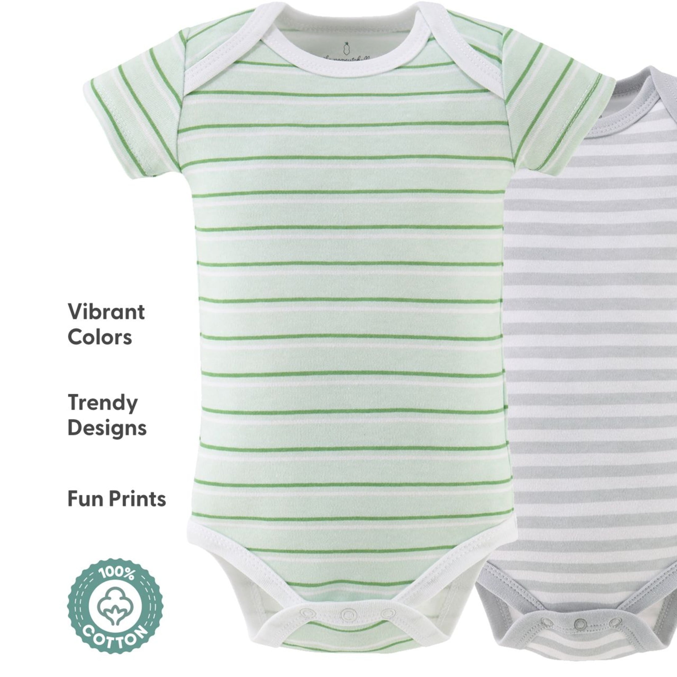 The Peanutshell Baby Bodysuit Pack with Safari Design, Unisex Baby Clothes for Newborns, 4-Pack