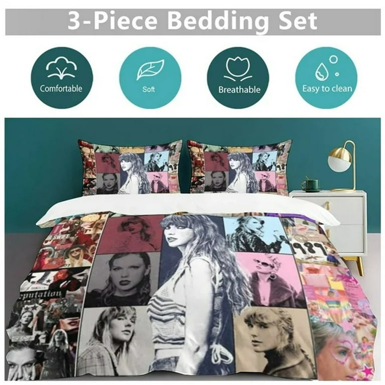 Valentine's Day GiftsMusic 3 Pieces Bedding Sets Soft Comforter Sets Decor Bedroom Gifts with 1 Quilt Cover 2 Pillowcases 135*200cm/53*78.7in, Size