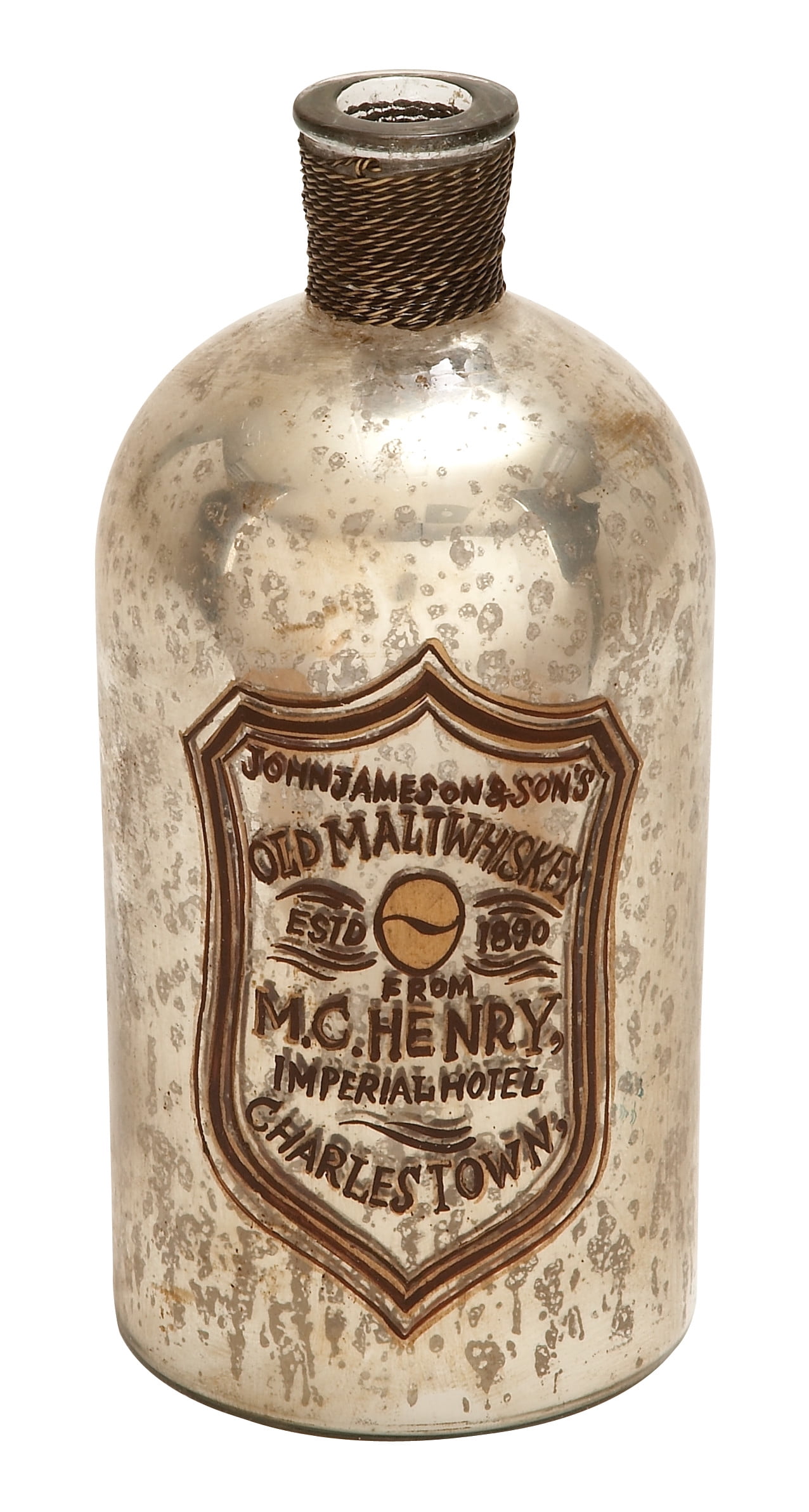 DecMode Traditional 9 x 4 inch painted iron and glass bottle