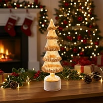 Japceit Rotating Glass Christmas Tree, Light-Up Spinning Crystal Table Decor, Illuminated Rotating Ornament for Home, Office and Festive Display