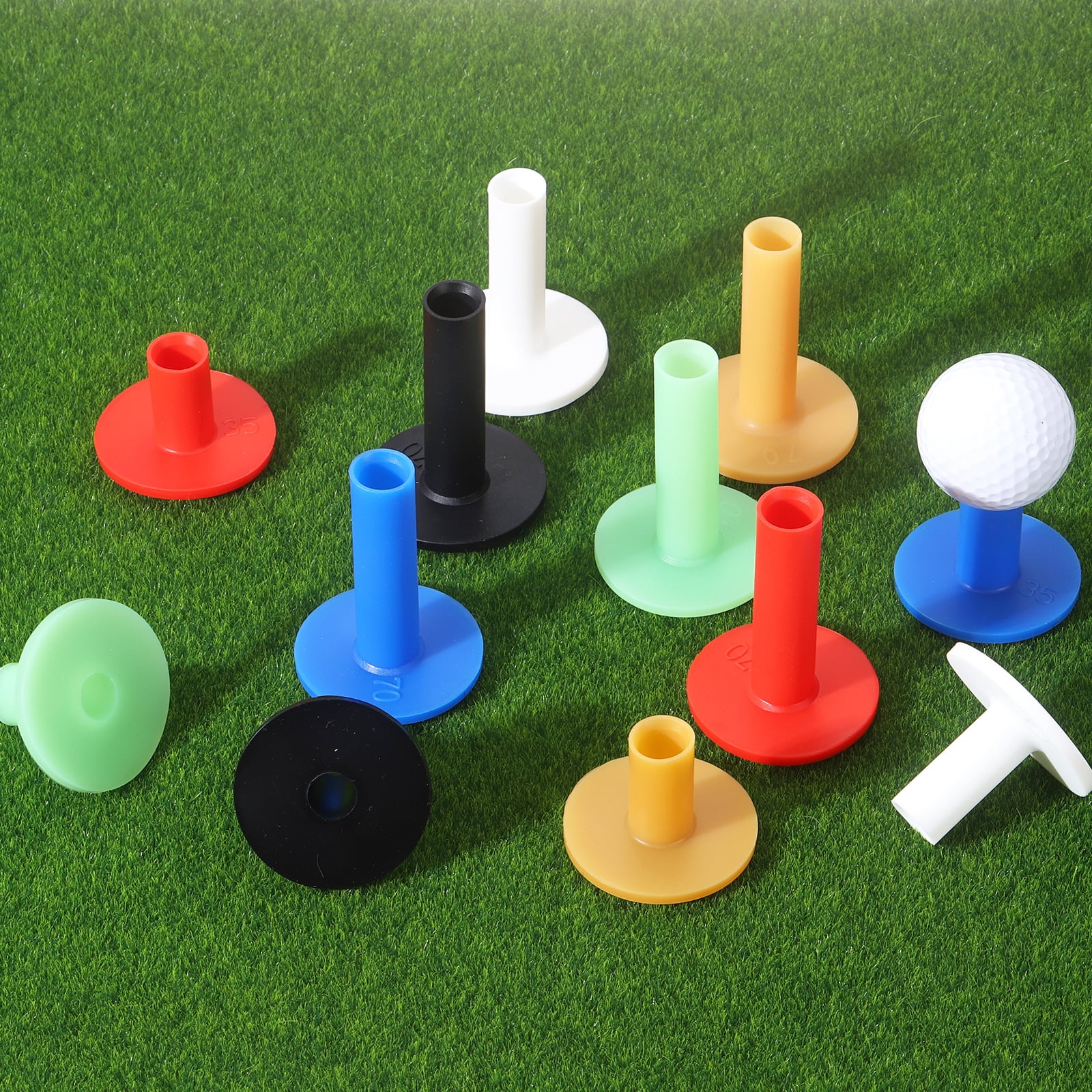 Uxcell Rubber Golf Tees for Mats, 8 Size & 16Pcs & Green Unbreakable Golf Training Tees Simulator Practice-Fitting for (Indoor Outdoor Practice Backyard Home Office Driving Range)