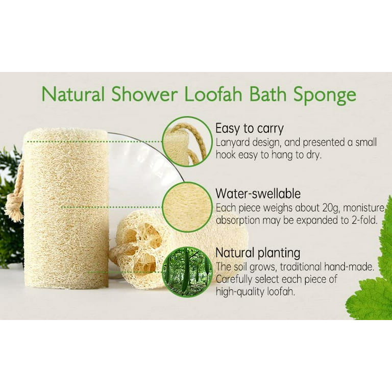 Natural Exfoliating Loofah Sponge - eco Friendly Organic Loofah Luffa  Sponges, Body Scrubber for Shower Scrubbing, Egyptian Real Loofa, Bath Puff  for