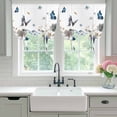 thumbnail image 4 of Gray Blue Flowers Balloon Curtains for Bedroom/Front Door/Bathroom, Watercolor Floral Butterflies Spring Tie Up Curtains 63 Inch Length Light Filtering Kitchen Curtains Shades for Windows 46"x63", 4 of 8