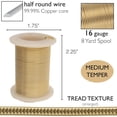 thumbnail image 4 of The Beadsmith Textured Tread Wire – Wire Elements – Gold Color, 16-Gauge, 8 Yards (731.5 cm), Half-Round Medium Temper Semi-Flexible Wire for Jewelry Making and Crafting, 4 of 6