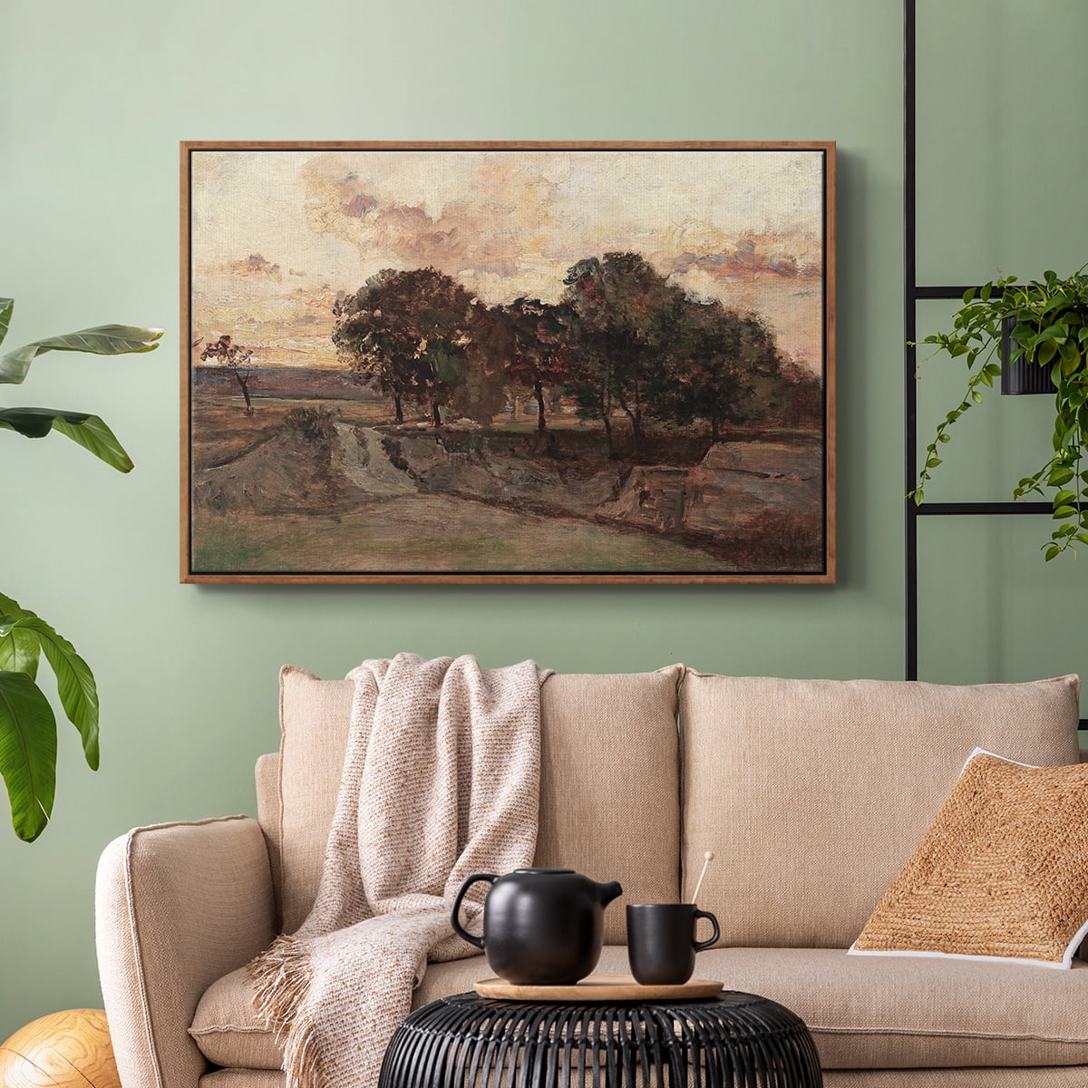 Vintage Landscape-CCXXV By Wexford Home Framed in Walnut Wood Gallery Wrapped Canvas 25 in. x 37 in.