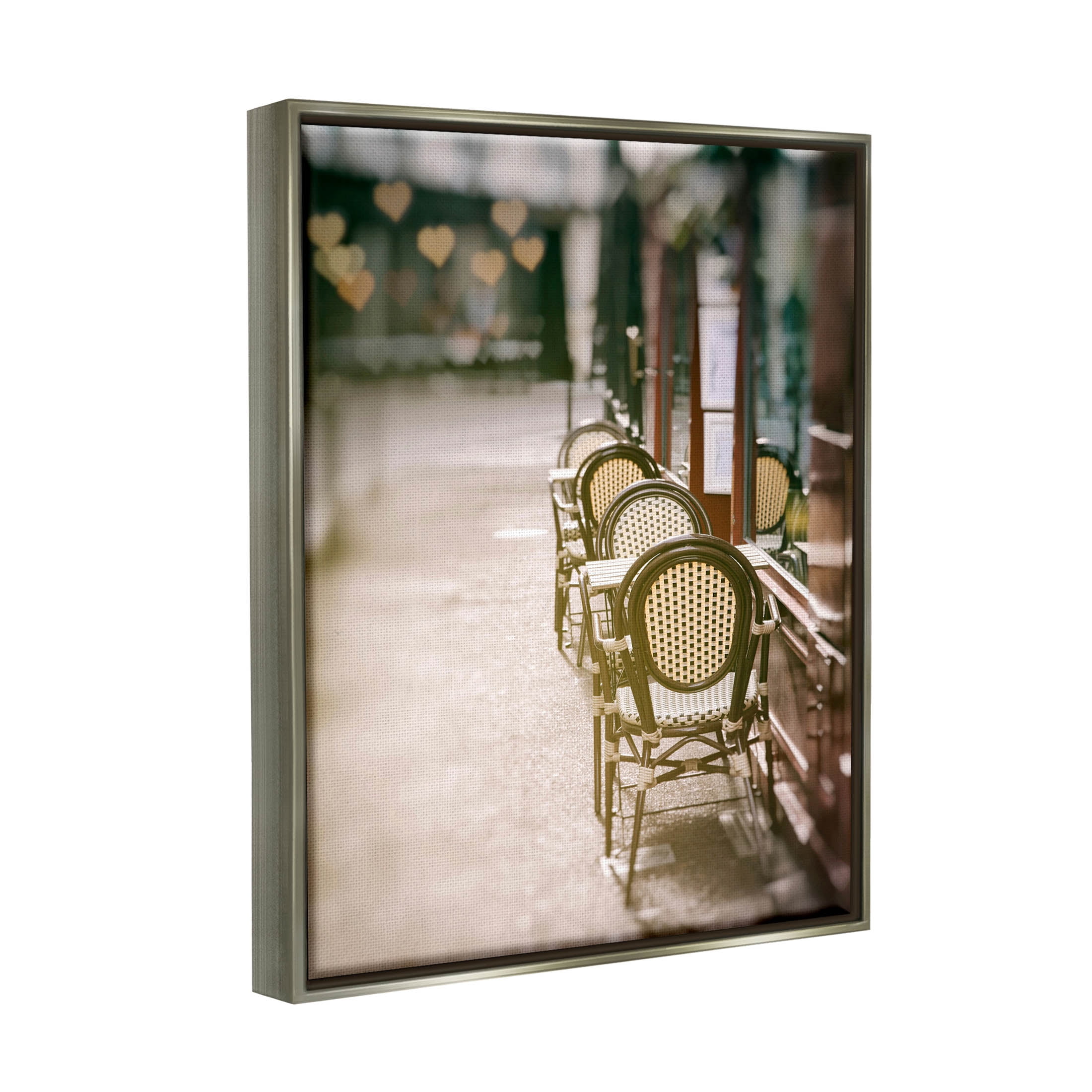 Outdoor Town Cafe Seats Town & City Photograph Luster Gray Framed Art Print Wall Art