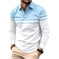 Czstvyn Men's Long Sleeve Button Front Collared Polo Shirt Regular ...