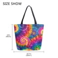 thumbnail image 5 of Open Top Canvas Tote Bag with Zipper Reusable Shopping Bag 13.5x15" Roomy Carryall Colorful Tie-dye with Swirling, 5 of 9