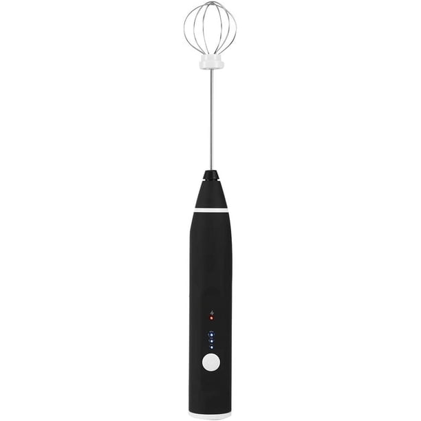 Batidora de mano eléctrica inalámbrica para el hogar, batidora de huevos de mano recargable por USB, accesorio mezclador de bebidas, batidora de mano giratoria en ángulo para café, color negro