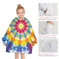 thumbnail image 6 of Colorful Rainbow Tie Dye Spiral Pattern Blanket Hoodies for Kids 6-13YR Oversize Wearable Blanket Hoodies for Boys Girls Teens, 6 of 7