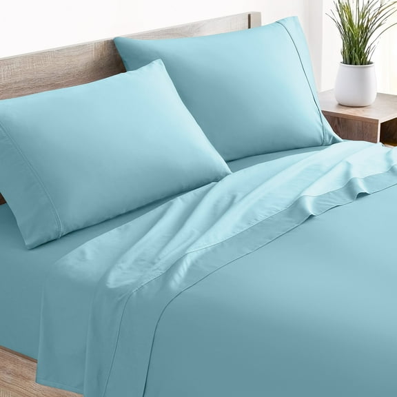 Mellanni 100% Cotton Bed Sheet Set, 400 Thread Count, Deep Pocket, King, Light Blue