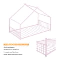 thumbnail image 5 of Bellemave Twin Metal House Bed with Headboard and Footboard Montessori House Bed, Metal Floor Bed Frame with Roof, No Box Spring Needed, Pink, 5 of 11