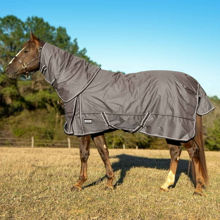 Jeffers Poplar Head Defense 1680 Denier Turnout Blanket with Detachable Neck -Plymouth Brown 69 - Waterproof Breathable Horse Blanket with 360g Polyfill Ideal Protection for Winter Heavyweight