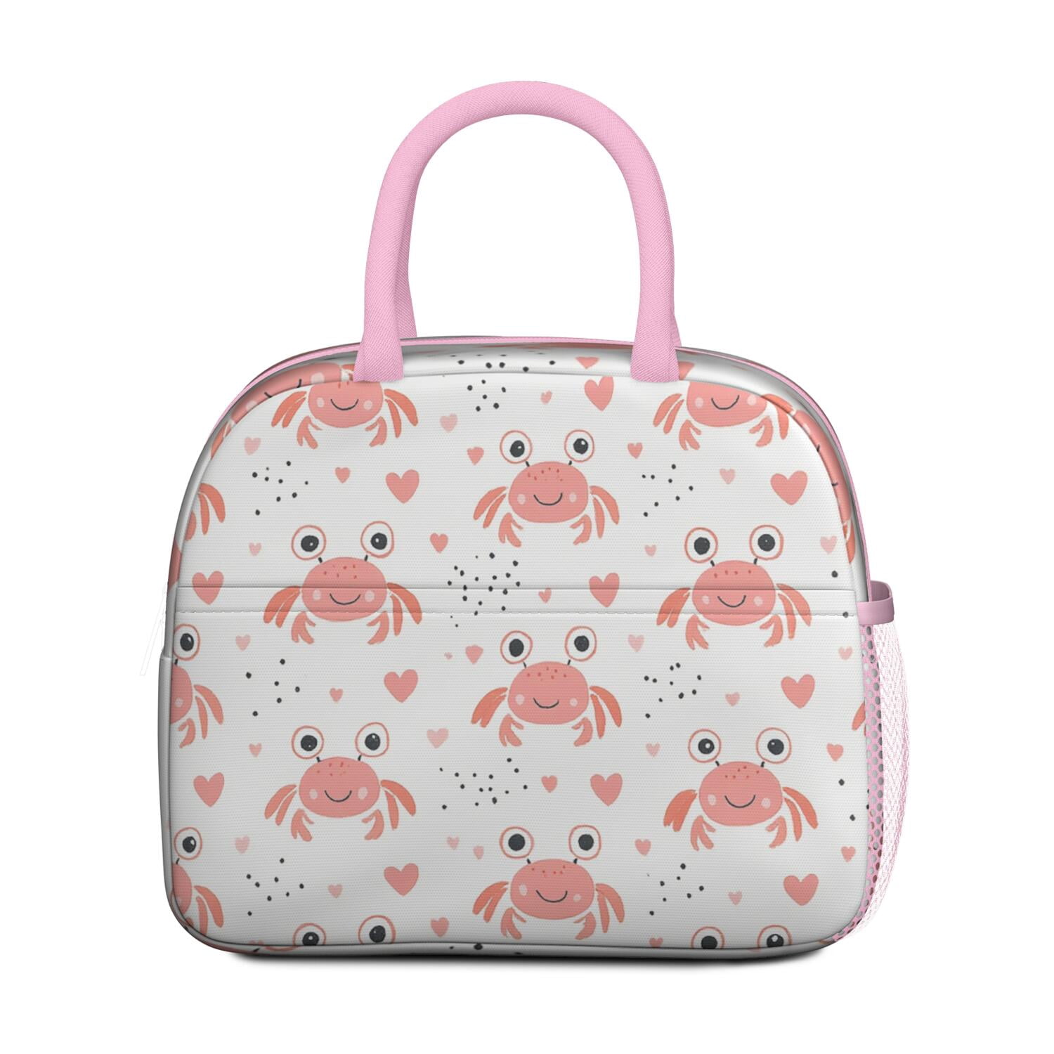 Insulated Lunch Tote Lunch Box for Women Men,Marine Adorable Crab Zipper Closure Lunch Tote Small Leakproof Beach Picnic Cooler Tote Bag with for Work Picnic Camping