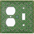 thumbnail image 4 of Metal Light Switch Plate Cover Green Plaid Paisley Bandana Tile Pattern TIL075, 4 of 13