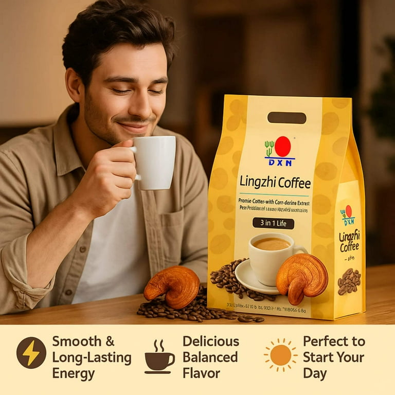 コーヒー Linwei Li Lingzhi Coffee 3 in 1 Lite, Ganoderma Coffee, Instant Coffee, 20