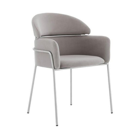 Armen Living Quartz 19" Fabric and Metal Dining Room Chairs in Gray (Set of 2)