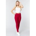 thumbnail image 2 of Saronite Basics High Waisted Full Length Ponte Pants,Dark Red (Women's), 2 of 4