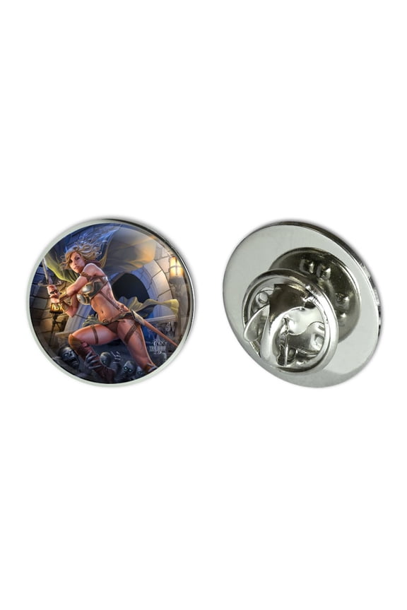 Warrior Maiden Zombie Undead Slayer Fantasy Metal 0.75" Lapel Hat Pin Tie Tack Pinback