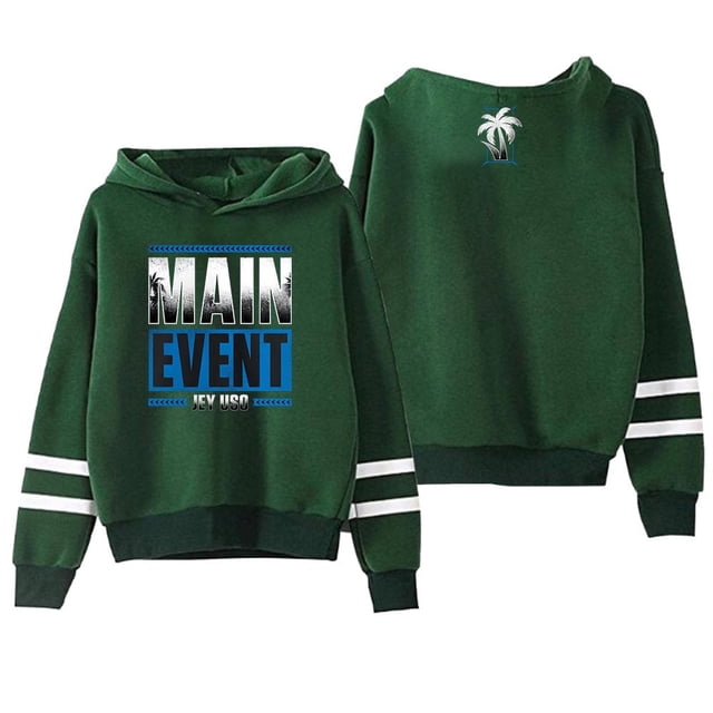 Jey Uso Main Event Pullovers Chandails à Capuchon Décontractés Sans Poches Chandails en Molleton Vêtements Hip Hop,TG,Vert