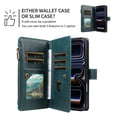 thumbnail image 5 of For Apple iPhone 17e Orchid Pattern Wallet Case, 9 Card Slots Zipper Pocket, Detachable Wrist & Shoulder Strap, Magnetic Shockproof Protective Phone Case,Green,For iPhone 17e, 5 of 9