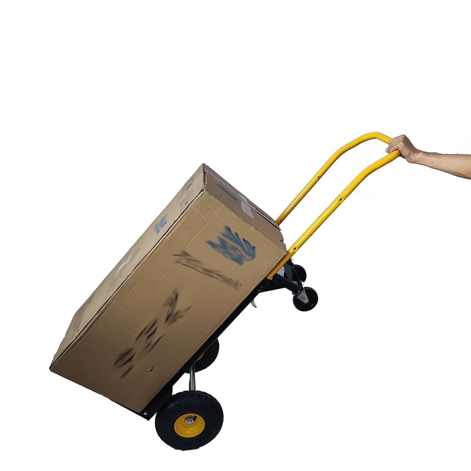 Hand Truck Dolly 2 Wheel Dolly Cart And 4 Wheel Push Cart With Swivel Wheels 330 LBS Capacity Heavy-Duty Luggage Trolley Cart For Moving Warehouse Garden Grocery