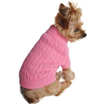 Blueberry Pet Classic Cable Knit Rosy Pink Dog Sweater Back Length 16 Pack of 1 Clothes for Dogs