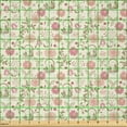 thumbnail image 2 of Ambesonne Floral Fabric by the Yard Microfiber, Soft Summer Foliage, 5 Yards, Pink Peach Green, 2 of 2