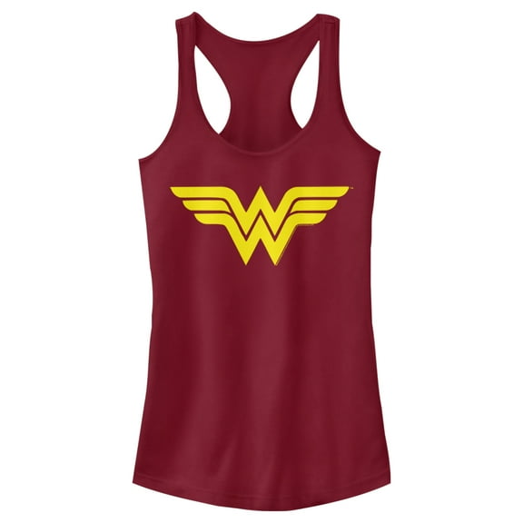 Junior's Justice League Classic Logo  Racerback Tank Top Scarlet X Small