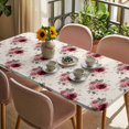 thumbnail image 3 of Pink Spring Floral Table Cloths for 4 Foot Rectangle Tables, Farmhouse Flowers Modern Art Patio Waterproof Elastic Fitted Tablecloths, Washable Rectangular Table Cover for Camping, 3 of 8
