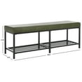 thumbnail image 3 of SAFAVIEH Yomi Modern Style 2 Rail Shelf Bench, Dark Green/Black (48 in. W x 14.5 in. D x 17.8 in. H), 3 of 7