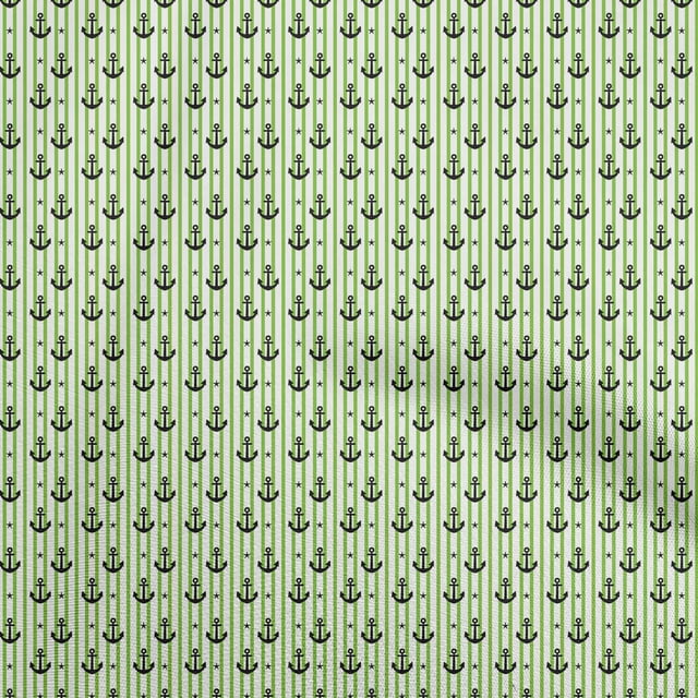 oneOone Tissu Polyester Spandex Vert Nautique avec Rayures Matériel de Robe Tissu Imprimé Tissu au Mètre 56 Pouces de Large