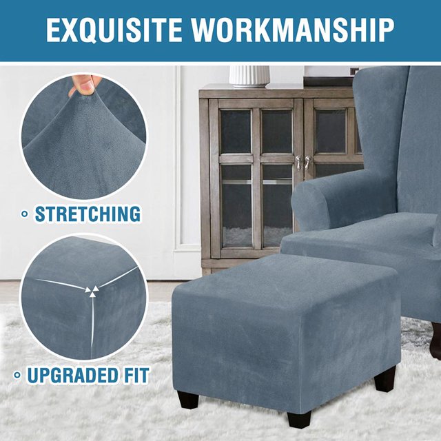 Cuadradas Puf Elástico Elástico Reposapiés Que de Un Asiento , Gris grisáceo BLESIY Fundas para reposapiés