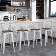 thumbnail image 7 of Andeworld Furniture Swivel Metal Bar Stool Kitchen Counter Bar Stools Set of 4 (Swivel 26 inch, White Wooden), 7 of 7