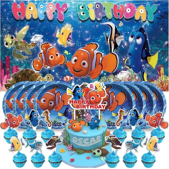 Fingding Nemo Party Supplies Decor Backdrop Plates Background Cake Topper Fans Decorations Banner