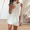 thumbnail image 2 of Summer Rompers for Women Summer Casual Jumpsuit Fashion Round Neck Sleeveless Ruffle Romper Elegant Stylish Comfortable Outfit, 2 of 8