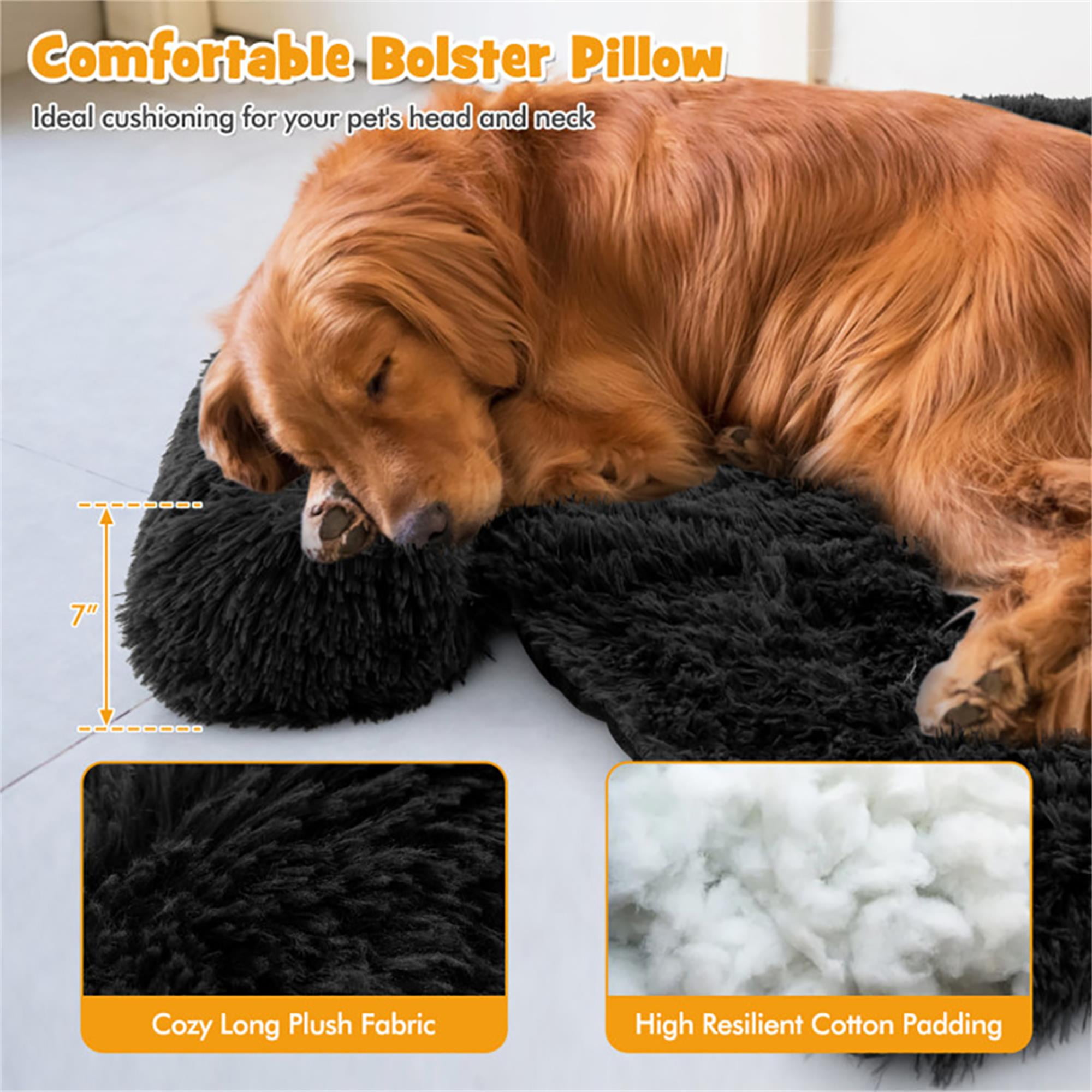 Kadyn 40" Dog Bed for Couch, Calming Dog Beds for Large Dogs, Fluffy Plush Bed for Pets, Anti Anxiety Dog Bed with Removable Cover, Black-S