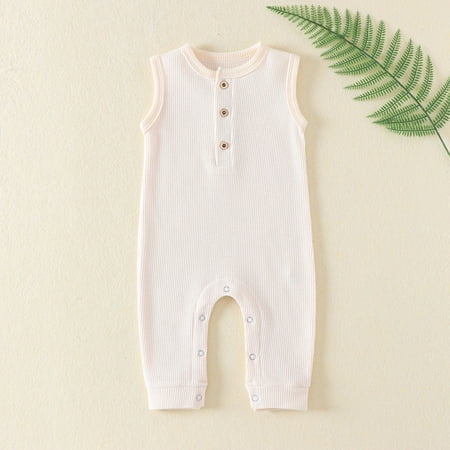 

NASIQXB Neutral Toddler Clothes 24 Month Fall Boy Clothes Baby Boy Girl Sleeveless Romper Clothes Solid Unisex Knitted Bodysuit Jumpsuits Baby Baptism Outfit Boy 6 Month Baby Boy