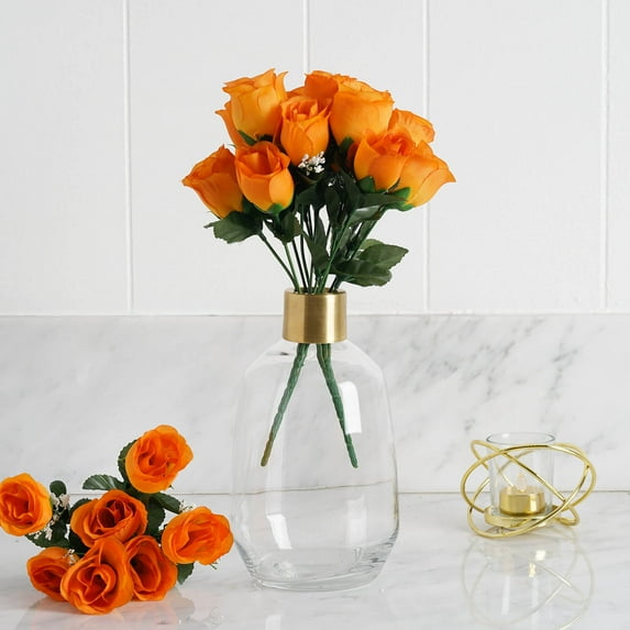 Efavormart 84 Artificial Buds Roses for DIY Wedding Bouquets Centerpieces Arrangements Party Home Decoration Supply - Orange
