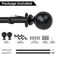 thumbnail image 6 of Deco Window 36 to 66 Inches 2 Pcs Adjustable Curtain Rod for Windows with Ball Finials (3/4'' Diameter, Black Matte), 6 of 9