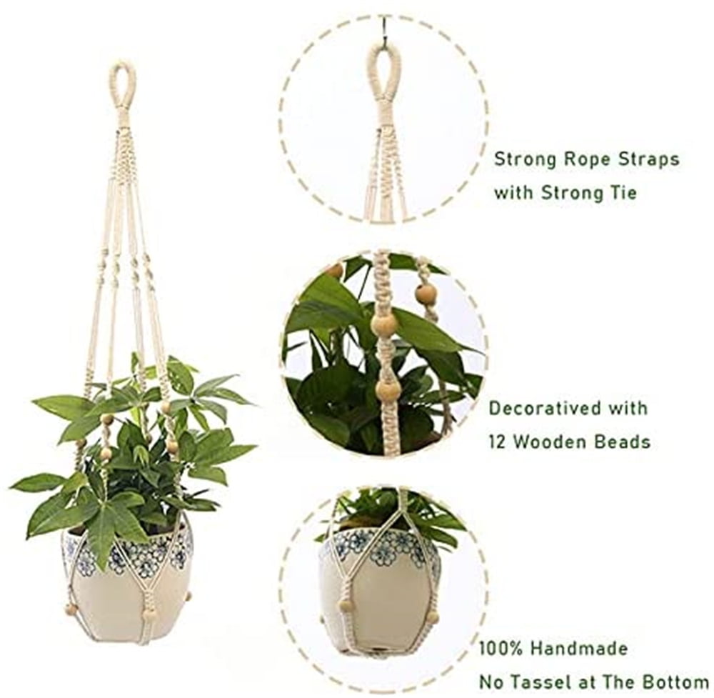 2 Ivory Cotton Ropes Macrame Plant Hanger Decorative Pot Holders